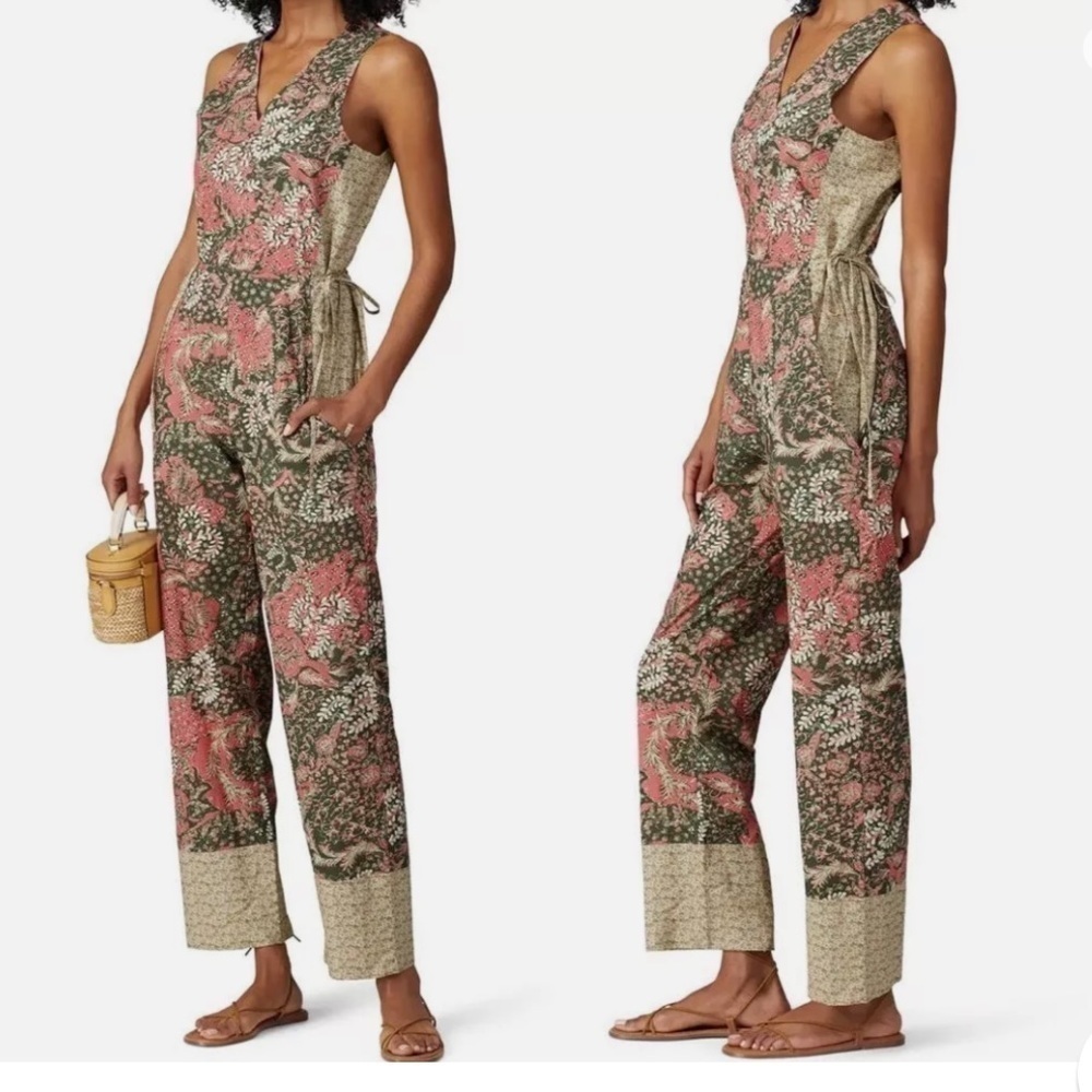 Warm NY Jumpsuit Green Pink Floral Size 1